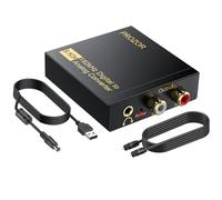 PROZOR 192Khz Convertisseur DAC Audio Support 5.1CH Optical vers RCA Convertisseur avec Anneau Magnétique Cordon d'Alimentation Adaptateur Optique Jack L/R RCA 3.5mm pour HDTV Blu-Ray DVD PS3 PS4