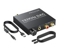 PROZOR 192KHz DAC Convertisseur Numérique SPDIF Optique Coaxial Toslink vers Analogique Audio Stéréo L/R RCA Jack 3,5mm Adaptateur Convertisseur Volume Réglable Box TV HD Blu-ray PS3 PS4 Xbox Amps
