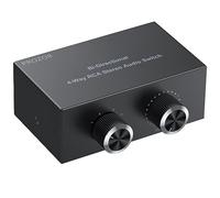 PROZOR 4 Port Mini Commutateur Audio Stéréo，4X1/1X4 RCA Audio Bi-Directionnel Switcher avec Contrôle du Volume Audio Sélecteur pour Amplificateur, DVD, Lecteur CD（Câble Audio RCA Inclus）