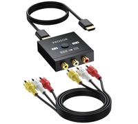 PROZOR Adaptateur RCA vers HDMI avec Commutateur 4:3/16:9 Conversion 1080p/720p Câbles Inclus Support PAL/SECAM pour Wii PS2 VHS sur TV Moderne