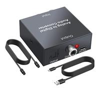 PROZOR Convertisseur Audio Analogique vers numérique RCA Jack 3,5 mm Jack vers Optique Toslink SPDIF coaxial Adaptateur Audio avec câble Optique pour Barre de Son d'amplificateur AV PS3 BLU-Ray HD