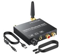 PROZOR Convertisseur DAC 192 kHz Bluetooth 5.0 Récepteur avec Volume Réglable Adaptateur Optique Jack 3,5mm Audio Stéréo L/R Digital Toslink vers Stéréo L/R RCA avec Optique Câble