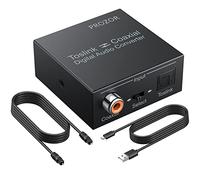 PROZOR Convertisseur Numérique Coaxial à Optique SPDIF Toslink Convertisseur Audio Numérique Support DTS/Dolby-AC3 Répartiteur Audio Numérique Bidirectionnel 192KHz avec Câble Optique