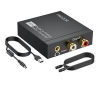 PROZOR DAC Audio 192kHz Convertisseur Optique RCA vers 3.5mm Adaptateur Analogique Numérique Stéréo L/R Sans Alimentation Boîtier ABS avec Câble Optique