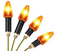 PROZOR Lot de 4 Indicateurs de Direction pour Moto 4 Clignotantes avant et arrière Étanches, Ampoule Halogène 10W très Lumineux lampe clignotants lumière Ambre M10 pour Chopper Moto Motocyclette