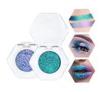 Prreal 2PCS Chameleon Eyeshadow Glitter, Multichrome Shimmer Highlighter Eyeshadows, Highly Pigmented Metallic Eyeshadow Palette, Long-lasting Eye Makeup(03+12)