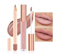 Prreal 2Pcs Lip Liner et Set de maquillage de rouge à lèvres, Rouge à lèvres liquide mat + doublure à lèvres assortie, Kit de maquillage Nude velouté lèvres Kit cadeau(01)