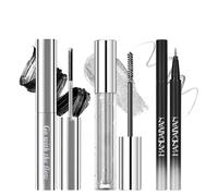 Prreal 3PCS Mascaras & Eyeliner Set,Metal Mascara Black,Glitter Mascara,01