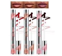 Prreal 3PCS Peel Off Lip Liner Stain, Lip Stain Peel Off Tattoo Lip Liner with Tweezer, Waterproof, Long Lasting Lip Gross, Highly Pigmented Matte Finish Lip Tint Stain Lipstick(01+02+04)