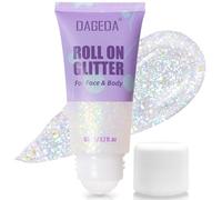 Prreal 50ml Roll-on Body Glitter, Holographic Face Glitter Gel for Eye Hair, Mermaid Sequins Festival Accessories, Chameleon Color Body Shimmer Glitters Face Paint Makeup Rave Outfits, Dazzle