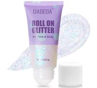 Prreal 50ml Roll-on Body Glitter, Holographic Face Glitter Gel for Eye Hair, Mermaid Sequins Festival Accessories, Chameleon Color Body Shimmer Glitters Face Paint Makeup Rave Outfits, Galaxy Blue