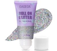Prreal 50ml Roll-on Body Glitter, Holographic Face Glitter Gel for Eye Hair, Mermaid Sequins Festival Accessories, Chameleon Color Body Shimmer Glitters Face Paint Makeup Rave Outfits, 08 Silver