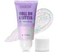 Prreal 50ml Roll-on Body Glitter, Holographic Face Glitter Gel for Eye Hair, Mermaid Sequins Festival Accessories, Chameleon Color Body Shimmer Glitters Face Paint Makeup Rave Outfits,Sparkling Pink