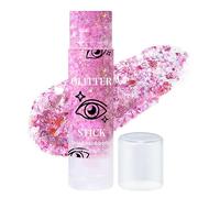 Prreal Bâton à paillettes sirène - Paillettes holographiques - Maquillage pour rave, scène, Noël et festivals (rose)