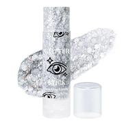 Prreal Body et Visage Mermaid Holographique Sequin Glitter Stick - Maquillage Éclat Cheveux, Oeil, Scène, Fête de Noël, Accessoires de Rave (Argent)