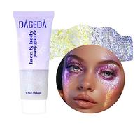 Prreal Body Glitter Gel 50ml, Paillettes de visage, Body Gel paillettes Shimmer liquide fard à paupières, Paillettes Chunky Holographique Laser poudre Festival Glitter(013 Purple)