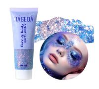 Prreal Body Glitter Gel 50ml, Paillettes de visage, Body Gel paillettes Shimmer liquide fard à paupières, Paillettes Chunky Holographique Laser poudre Festival Glitter(08 Bleu violet)