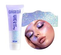 Prreal Body Glitter Gel 50ml, Paillettes de visage, Body Gel paillettes Shimmer liquide fard à paupières, Paillettes Chunky Holographique Laser poudre Festival Glitter(011 Phantom Blue)