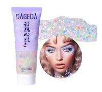 Prreal Body Glitter Gel 50ml, Paillettes de visage, Body Gel paillettes Shimmer liquide fard à paupières, Paillettes Chunky Holographique Festival Glitter(015 Candy)