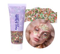 Prreal Body Glitter Gel 50ml, Paillettes de visage, Body Gel paillettes Shimmer liquide fard à paupières, Paillettes Chunky Holographique Festival Glitter(#Christmas)