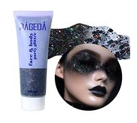 Prreal Body Glitter Gel 50ml, Paillettes de visage, Body Gel paillettes Shimmer liquide fard à paupières, Paillettes Chunky Holographique Laser poudre Festival Glitter(10 Black)