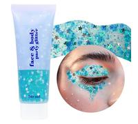 Prreal Body Glitter Gel 50ml, Paillettes de visage, Body Gel paillettes Shimmer liquide fard à paupières, Paillettes Chunky Holographique Festival Glitter(#Lake blue)