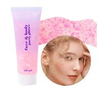 Prreal Body Glitter Gel 50ml, Paillettes de visage, Body Gel paillettes Shimmer liquide fard à paupières, Paillettes Chunky Holographique Festival Glitter(#Light pink)