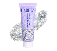 Prreal Body Glitter Gel 50ml, Paillettes de visage, Body Gel paillettes Shimmer liquide fard à paupières, Paillettes Chunky Holographique Laser poudre Festival Glitter(05 argenté)