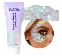 Prreal Body Glitter Gel 50ml, Paillettes de visage, Body Gel paillettes Shimmer liquide fard à paupières, Paillettes Chunky Holographique Laser poudre Festival Glitter(06 blanche)
