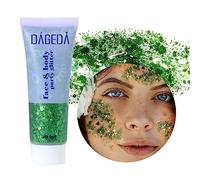 Prreal Body Glitter Gel 50ml, Paillettes de visage, Body Gel paillettes Shimmer liquide fard à paupières, Paillettes Chunky Holographique Laser poudre Festival Glitter(09 Green)