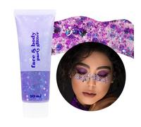 Prreal Body Glitter Gel 50ml, Paillettes de visage, Body Gel paillettes Shimmer liquide fard à paupières, Paillettes Chunky Holographique Festival Glitter(#Violet)