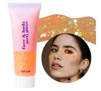 Prreal Body Glitter Gel 50ml, Paillettes de visage, Body Gel paillettes Shimmer liquide fard à paupières, Paillettes Chunky Holographique Festival Glitter(#Coral)
