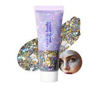 Prreal Body Glitter Gel, Holographic Face Glitter Rave Party Accessories, Chunky Glitters for Hair Eyes Nails, Cosmetic Laser Powder Festival Sequins Paint Makeup, #019 Carnival
