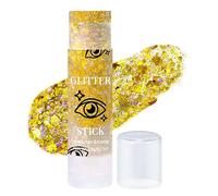 Prreal Body Glitter, Mermaid Face Glitter Stick Makeup Holographic Sequins, Hair Glitters Eyeshadow Body Shimmer for Rave Accessories,Stage Christmas Festival Makeup Glitter(Gold)