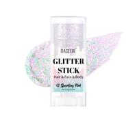 Prreal Body Glitter Stick, Sparkly Face Glitter Gel Makeup Hair Glitters | Holographic Mermaid Sequins Rave Outfits for Women, Shimmer Face Paint Stick Concert Festival Accessories, Sparkling Pink