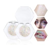 Prreal Chameleon Eyeshadow Glitter, Multichrome Shimmer Highlighter Eyeshadows, Highly Pigmented Metallic Eyeshadow Palette, Long-lasting Eye Makeup(01 Pink Green)