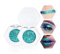 Prreal Chameleon Eyeshadow Glitter, Multichrome Shimmer Highlighter Eyeshadows, Highly Pigmented Metallic Eyeshadow Palette, Long-lasting Eye Makeup(12 Green)
