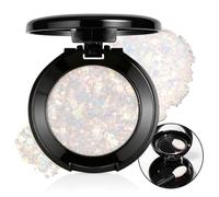Prreal Dazzle White Body Glitter Eyeshadow Palette, Face Hair Glitter Gel | With Brush and Mirror;Chunky Glitters Sequins Face Glitter Makeup,for Women Halloween Carnival Festival Party Rave Accessory