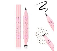 Prreal Eyeliner Freckle Pen 2 en 1 Medium Waterproof Natural Lifelike Freckle Stamp and Black Liquid Eye-liner, Soft Sopt Pen Magic Fake Freckles, 02
