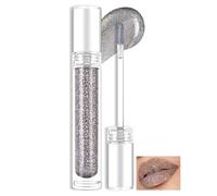 Prreal Gloss à lèvres à paillettes, Shimmer Lip Plumper Gloss, Holographic Glitter Liquid Lipstick Diamond Pearl Shine Lip Glaze, maquillage caméléon laser non collant longue durée (01 Silver)