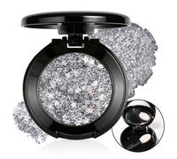 Prreal Silver Body Glitter Eyeshadow Palette, Face Hair Glitter Gel | With Brush and Mirror;Chunky Glitters Sequins Face Glitter Makeup,for Women Halloween Carnival Festival Party Rave Accessory