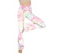 Prreey Women's Bootcut Yoga Pants High Waist Workout Non See Through Leggings Stretch Tummy Control Yoga Flare Pants (Color Pink, Medium)