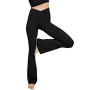 Prreey Women's Bootcut Yoga Pants High Waist Workout Non See Through Leggings Stretch Tummy Control Yoga Flare Pants (Black, X-Large)