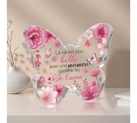 PRSTENLY Cadeau Maman, Papillons Plaque Acrylique Cadeau Anniversaire Maman, Idee Cadeaux Anniversaire Noel Noël Fete des Meres Fête des Mères Original pour Mere, Je t'aime