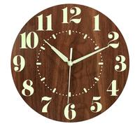 Prterver 1 PCS Horloge Murale Silencieuse de 12 Pouces à Piles en Bois, sans Tic-, en Fibre de Bois, Couleur, pour la Décoration de la Chambre à Coucher.