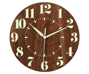 Prterver 1 PCS Horloge Murale Silencieuse de 12 Pouces à Piles en Bois, sans Tic-, en Fibre de Bois, Couleur, pour la Décoration de la Chambre à Coucher.