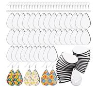 Prterver 180 Pièces Vierges par Sublimation avec Crochets de Boucles d'oreilles et Anneaux de Saut Vierges de Boucles d'oreilles en Forme de Larme en MDF Inachevé