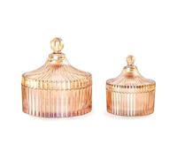 Prterver 2 PCS Bocaux en Verre Décoratifs avec Couvercle Bol de Rangement en Verre Cristal avec Couvercle Porte-Coton en Verre Bocal de Rangement pour la Salle de Bain.