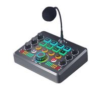 Prterver Carte Son sans Bluetooth avec Réverbération, Réglage en Direct, Table de Mixage avec Éclairage RGB et Fonctionnalité Magique de Changement de Voix.