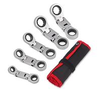 Prterver Clé à Rochet Stubby 5PCS Double Box End Flex-Head Double-Headed de Clés à Rochet Métrique 8 10 12 13 14 15 16 17 18 19mm